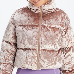 Fabletics Wander Crushed Velour Cropped Puffer Jacket Large